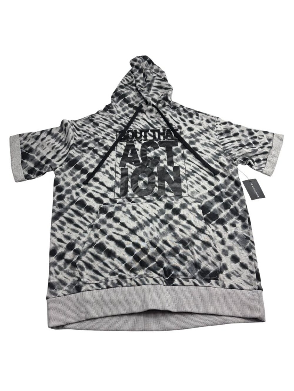Bout That Action Mens Short-Sleeve Hoodie M Black & Gray Tie-Dye Cotton Blend Gr